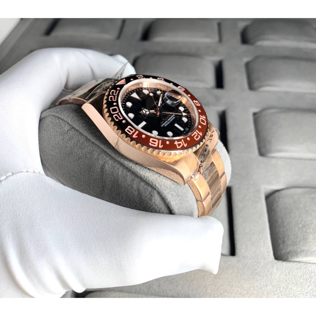 READY STOCK UPGRADED  LUXURY NEW MODEL GMT ROSEGOLD AUTOMATIC GMT 40 MM MEN WATCH