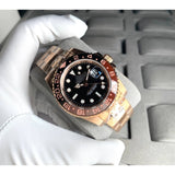 READY STOCK UPGRADED  LUXURY NEW MODEL GMT ROSEGOLD AUTOMATIC GMT 40 MM MEN WATCH