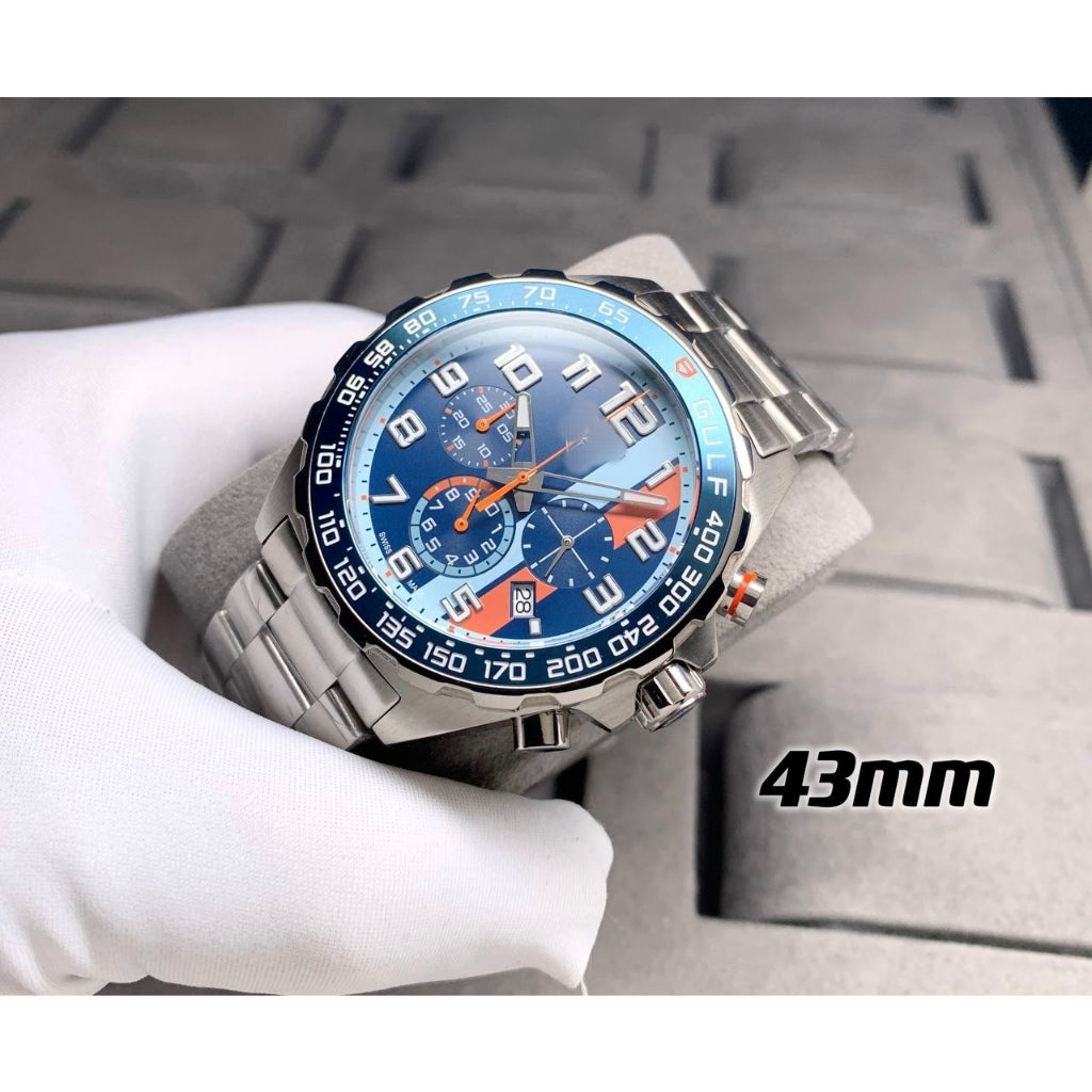 READY STOCK TH GULF F1 CHRONOGRAPH 43MM MEN WATCH