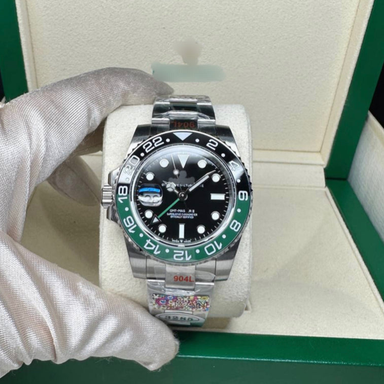 READY STOCK CLEAN PLUS SEMI SPRITE GMT GREEN BLACK 40 MM AUTOMATIC MEN WATCH
